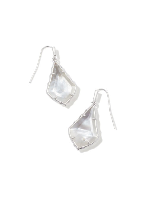  Small Faceted Alex Silver Drop Earrings In Ivory Illusion