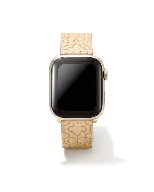  Filigree Beige Leather Watch Band With Gold Tone Stainless Steel