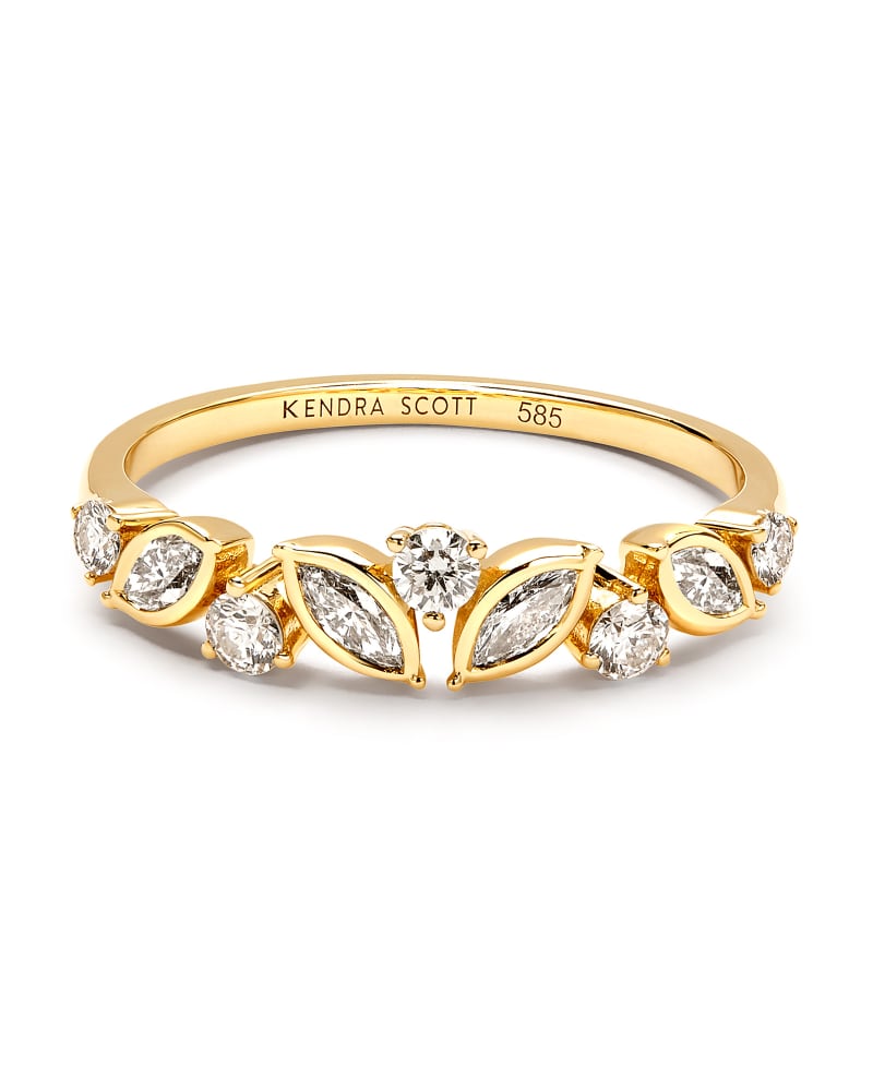  Becca 14k Yellow Gold Band Ring In White Diamond
