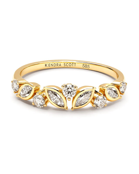  Becca 14k Yellow Gold Band Ring In White Diamond