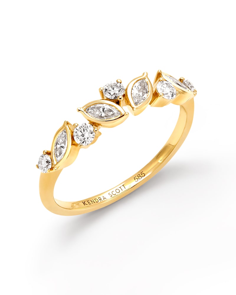  Becca 14k Yellow Gold Band Ring In White Diamond