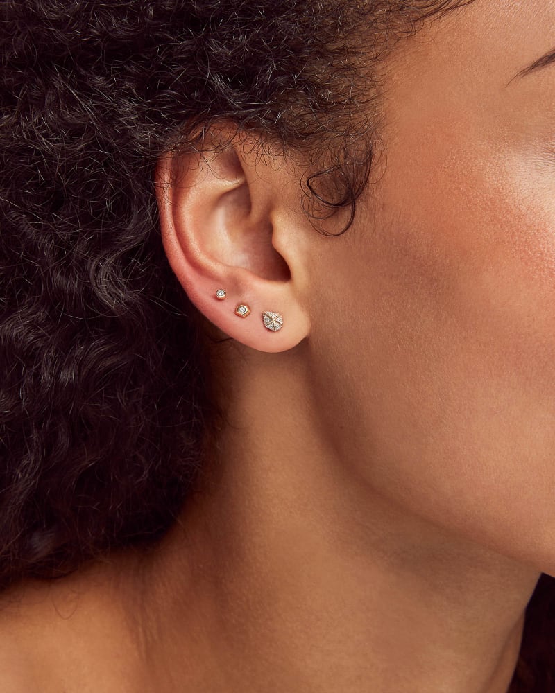  Reeve Mini 14K Yellow Gold Single Stud Earring In Turquoise