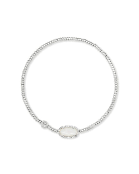  Grayson Silver Stretch Bracelet In Ivory Mother-of-Pearl