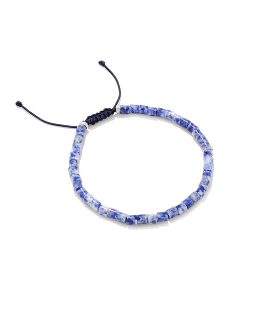  Grey Oxidized Sterling Silver Beaded Bracelet In Sodalite