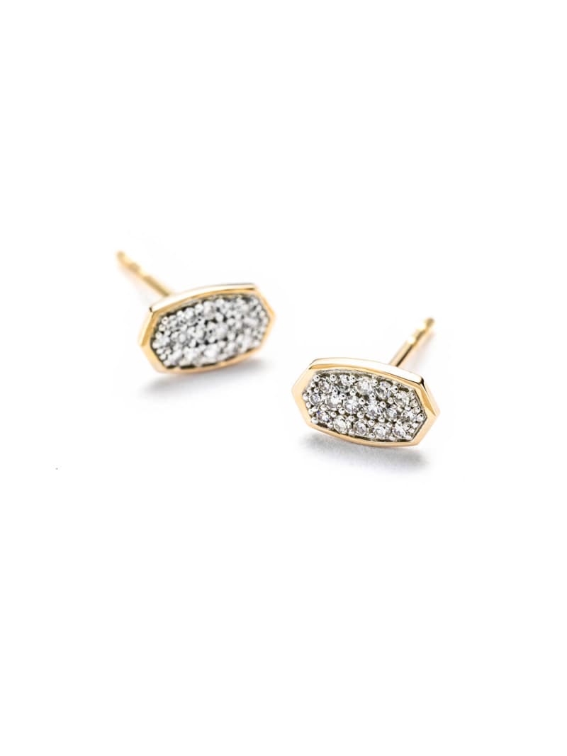  Marisa Stud Earrings In White Diamond And 14k Yellow Gold