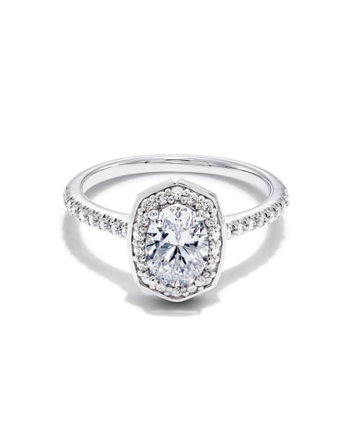  Lab Grown White Diamond Oval Iconic Halo Statement Ring