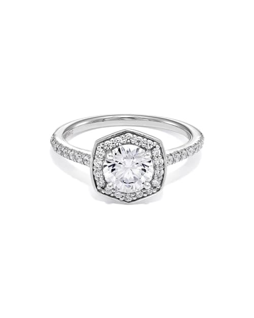  Lab Grown White Diamond Round Iconic Halo Statement Ring