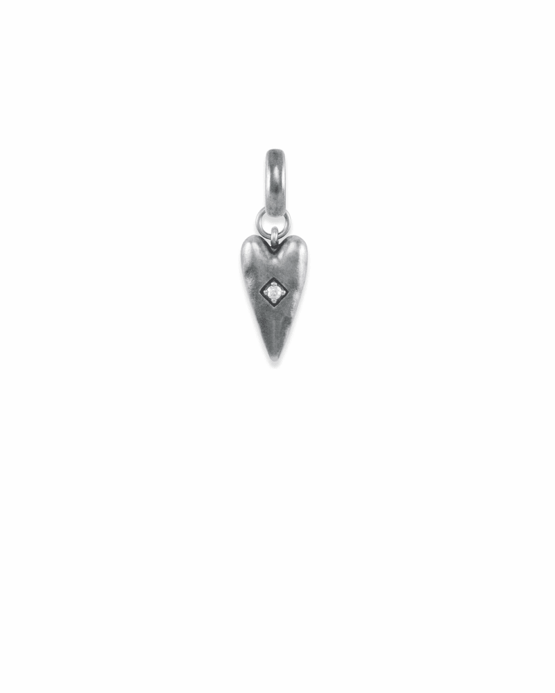  Heart Charm In Vintage Silver