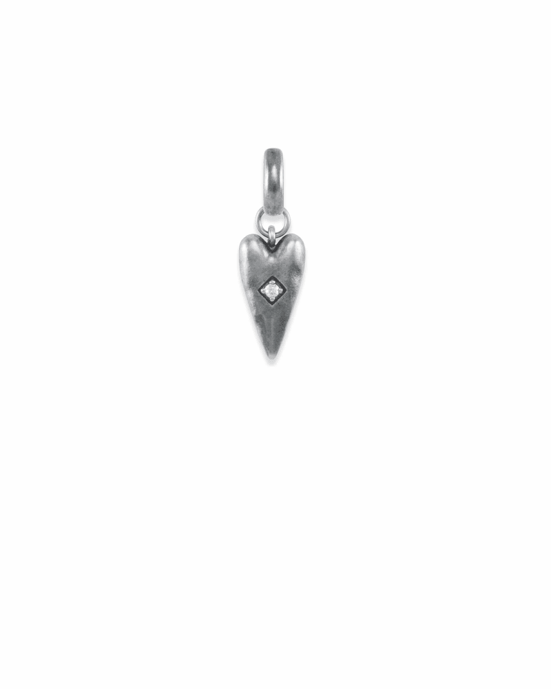  Heart Charm In Vintage Silver