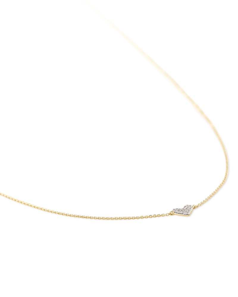  Heart 14k Yellow Gold Pendant Necklace In White Diamonds