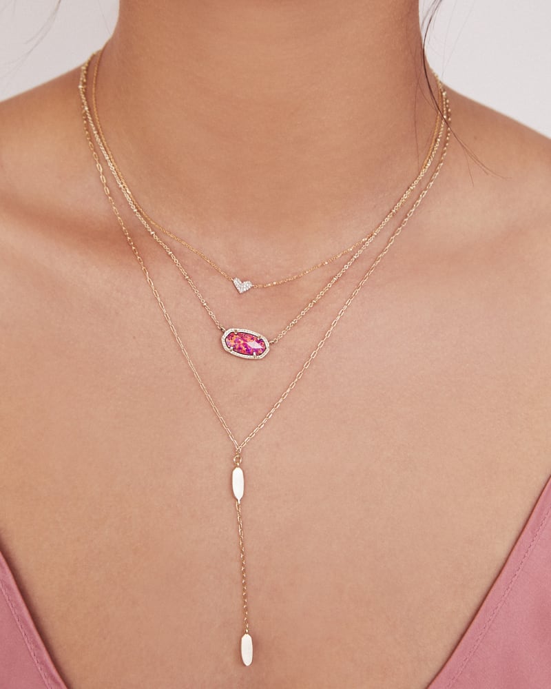  Heart 14k Yellow Gold Pendant Necklace In White Diamonds