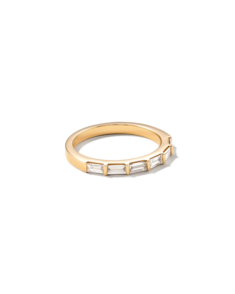  Isabella 14k Yellow Gold Half Eternity Band Ring In White Diamond