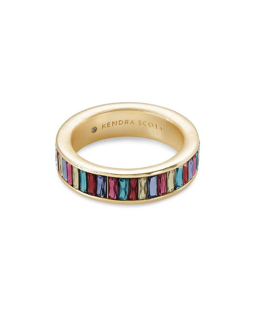  Jack Gold Band Ring In Multi Crystal