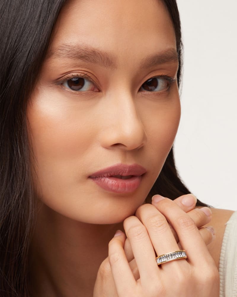  Jack Gold Band Ring In Multi Crystal