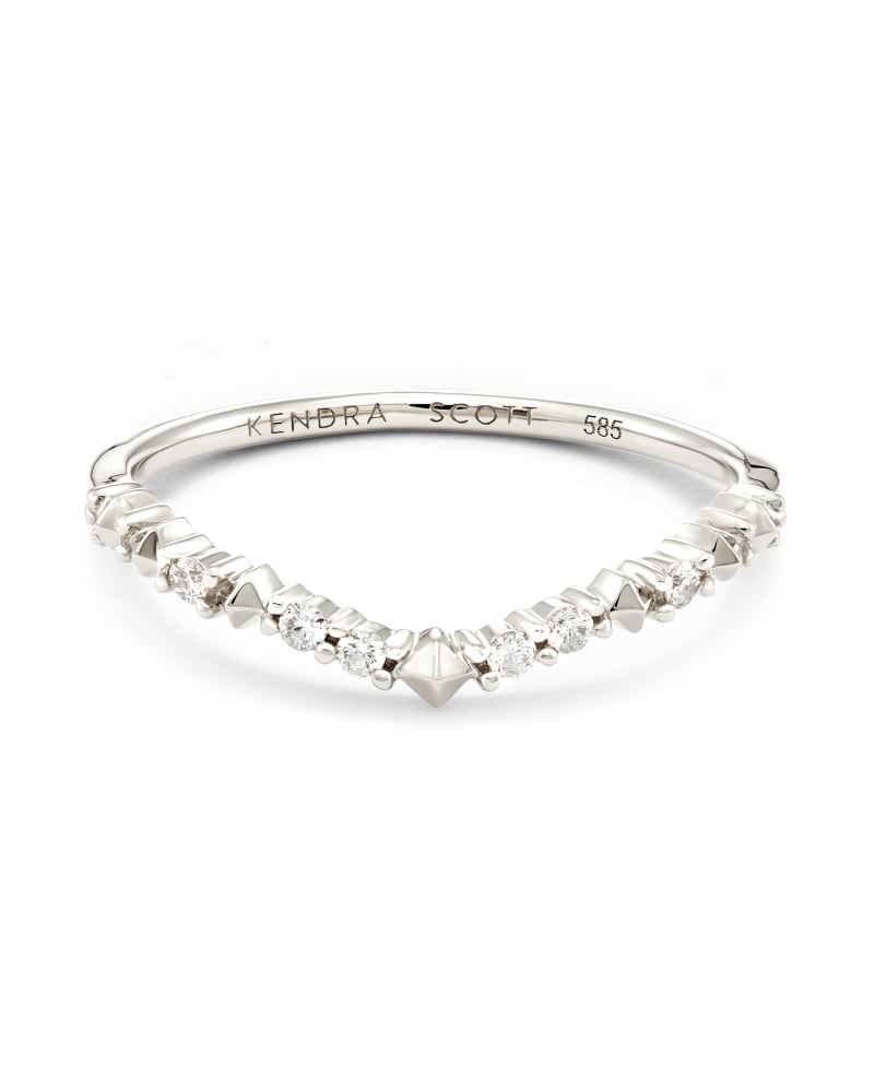  Jaclyn 14k White Gold Band Ring In White Diamond
