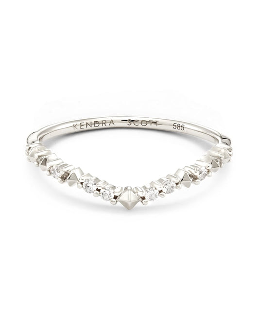  Jaclyn 14k White Gold Band Ring In White Diamond