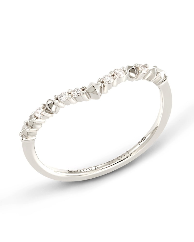  Jaclyn 14k White Gold Band Ring In White Diamond