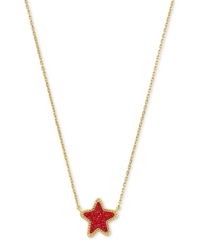  Jae Star Gold Pendant Necklace In Bright Red Drusy