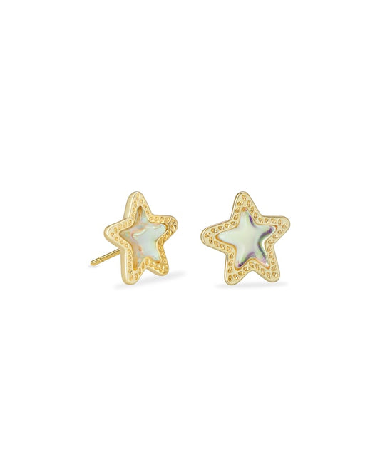  Jae Star Gold Stud Earrings In Dichroic Glass