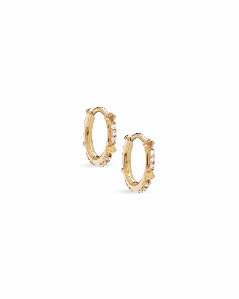  Jett 14k Yellow Gold Huggie Earrings In White Diamond