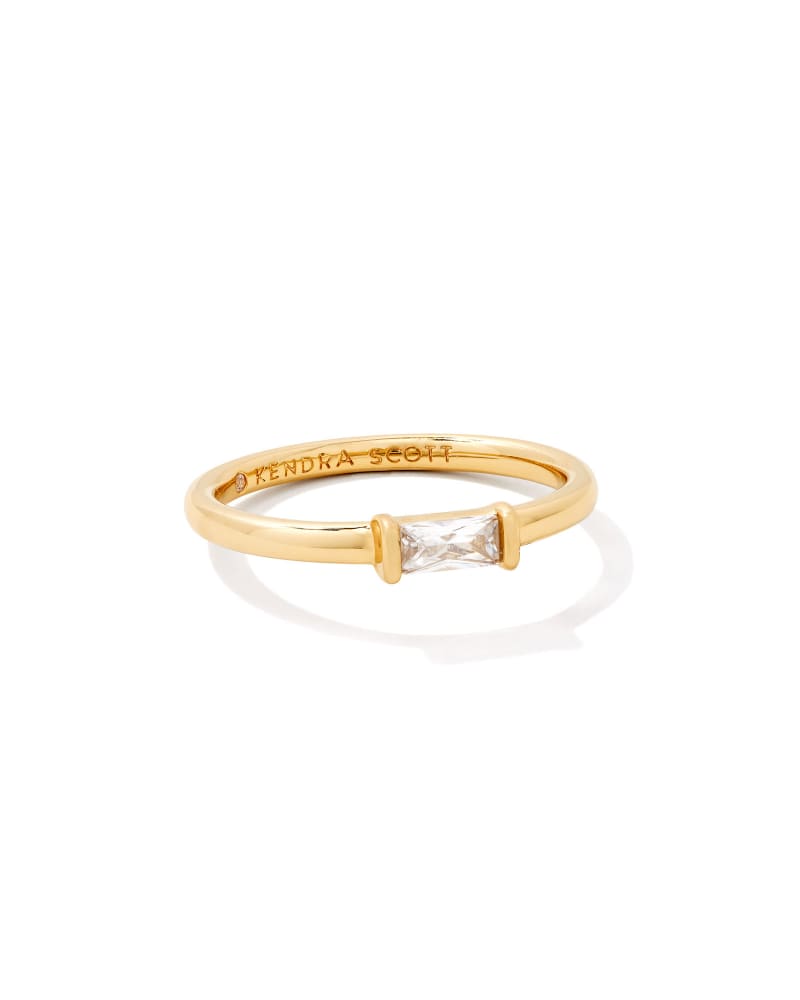  Juliette Gold Band Ring In White Crystal