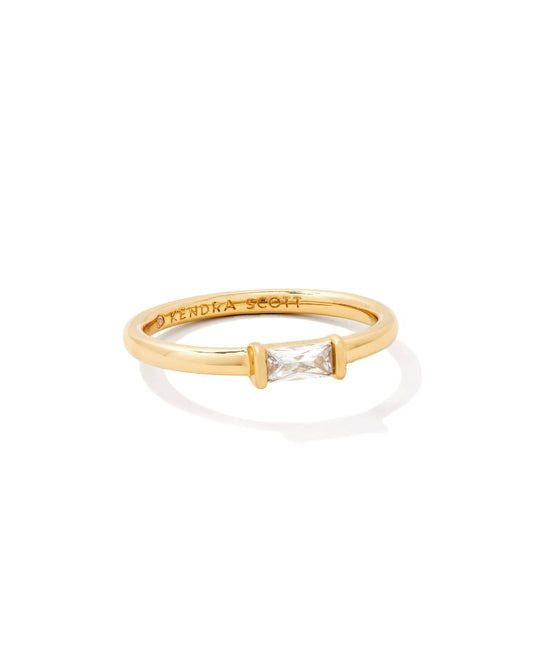  Juliette Gold Band Ring In White Crystal