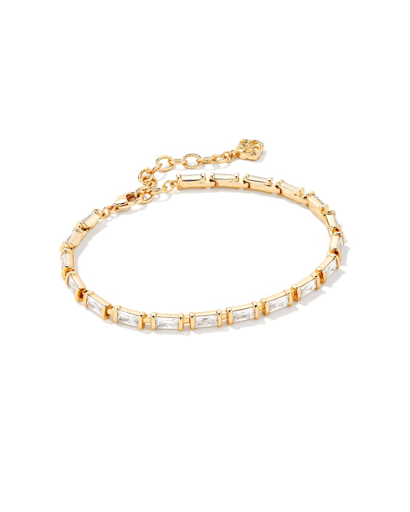  Juliette Gold Delicate Chain Bracelet In White Crystal