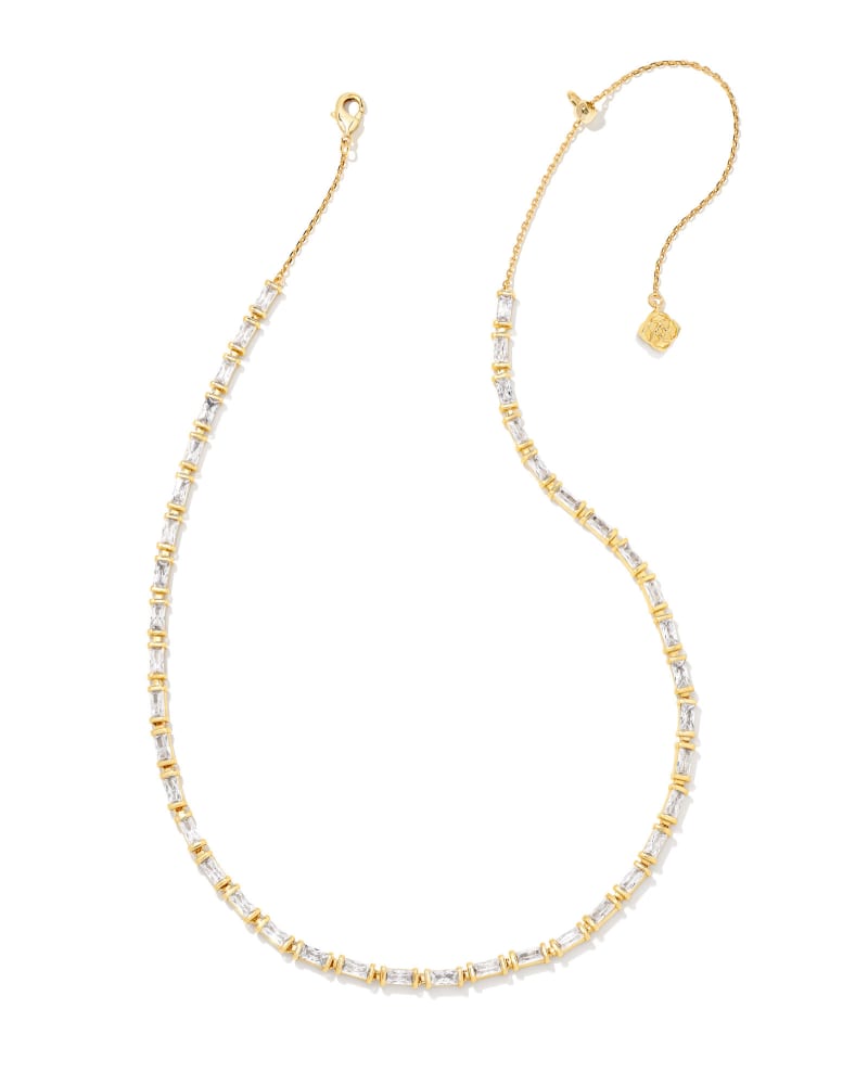  Juliette Gold Strand Necklace In White Crystal