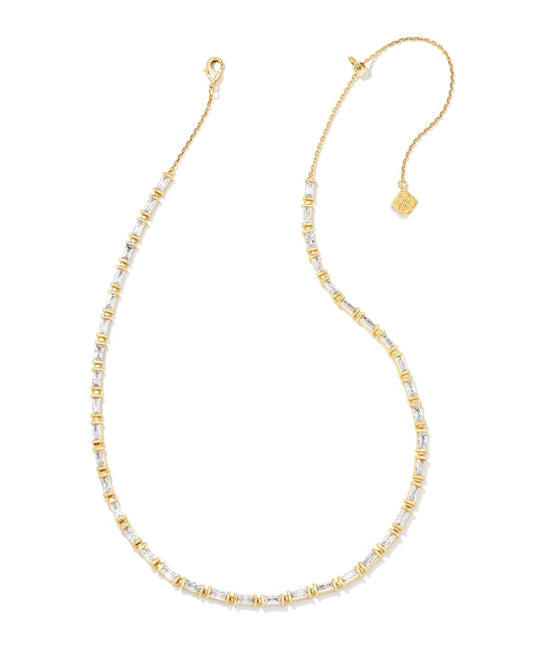  Juliette Gold Strand Necklace In White Crystal