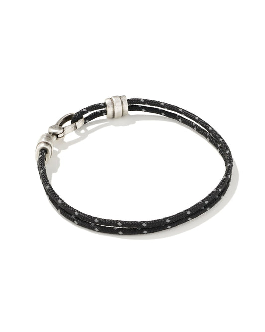  Kenneth Oxidized Sterling Silver Corded Bracelet In Black