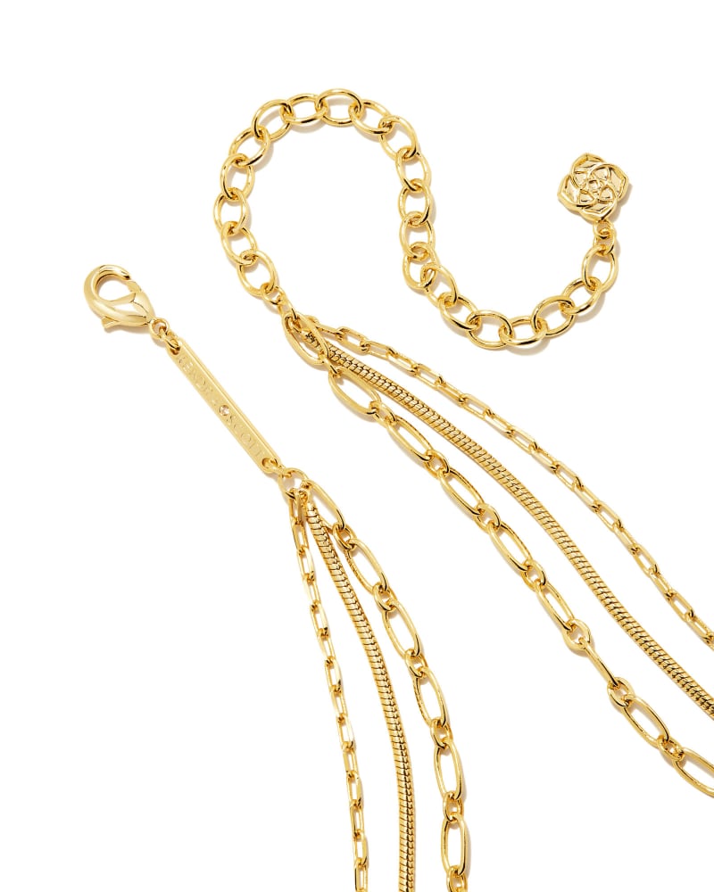  Kinsley Gold Multi Strand Necklace In Ivory Mother-of-Pearl