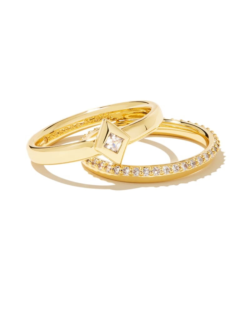  Kinsley Gold Ring Set In White Crystal