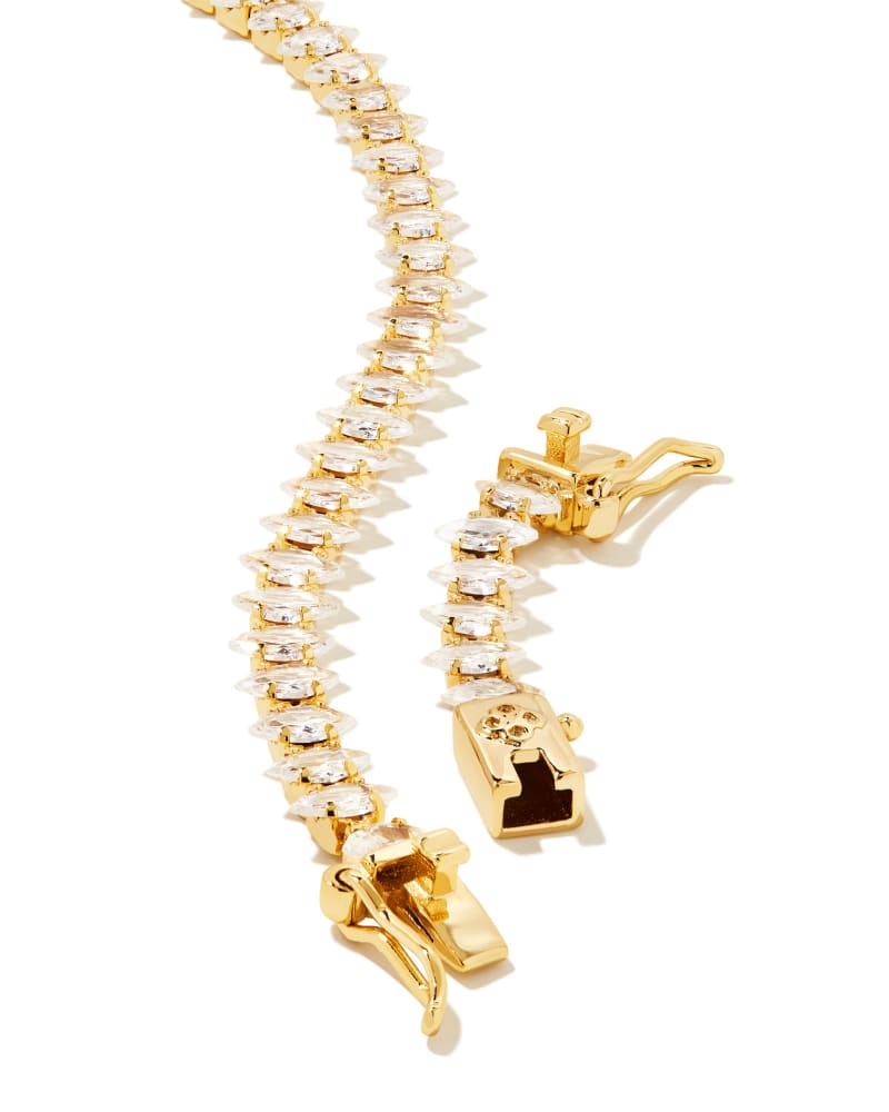  Larsan Gold Tennis Necklace In White Crystal