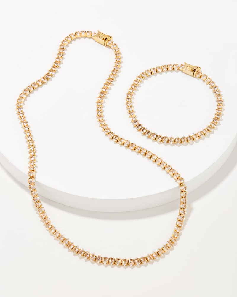  Larsan Gold Tennis Set Of 2 In White Crystal