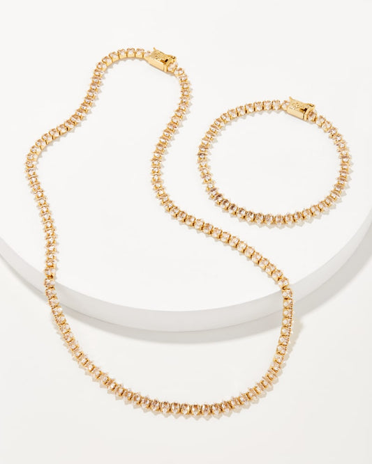  Larsan Gold Tennis Set Of 2 In White Crystal