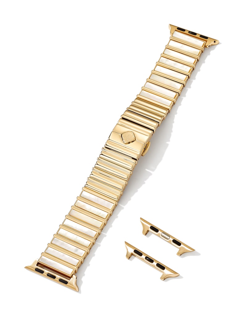  Leanor Gold Tone Stainless Steel Watch Band In Ivory Mother-of-Pearl