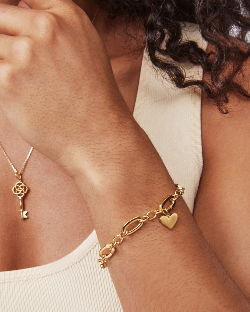  Link & Chain Charm Bracelet In 18k Gold Vermeil
