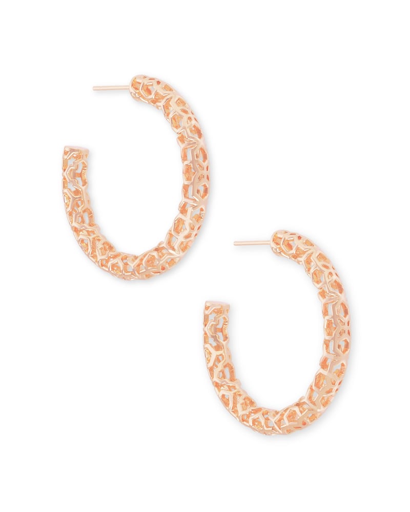  Maggie Small Hoop Earrings In Rose Gold Filigree