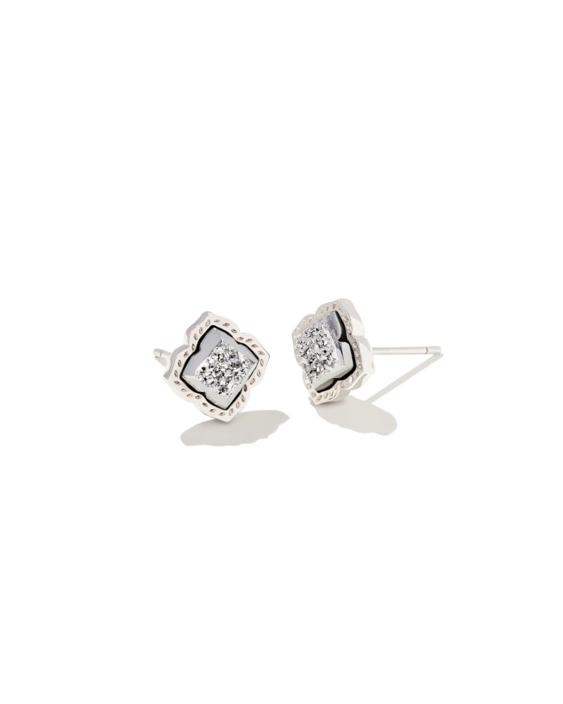  Mallory Silver Stud Earrings In Platinum Drusy