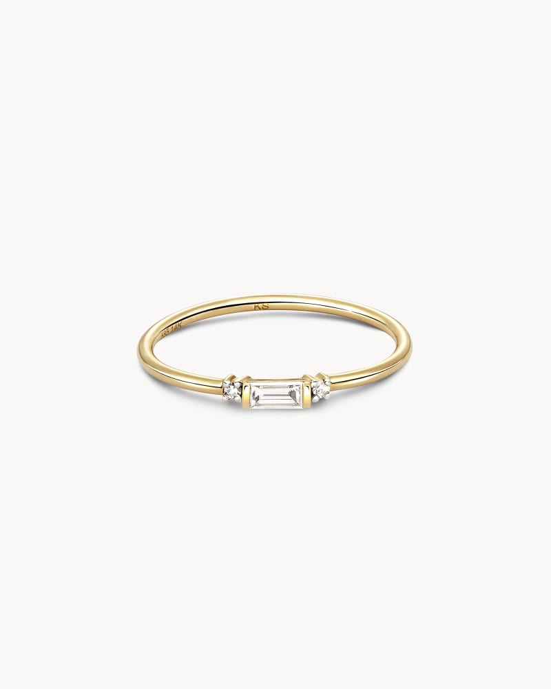  Maria 14k Yellow Gold Band Ring In White Diamond 