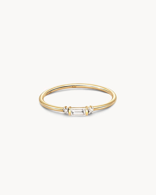  Maria 14k Yellow Gold Band Ring In White Diamond 