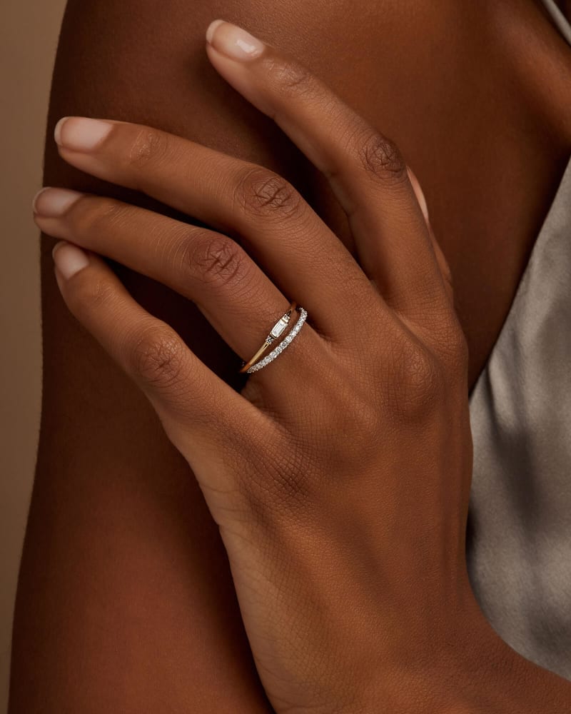  Maria 14k Yellow Gold Band Ring In White Diamond 