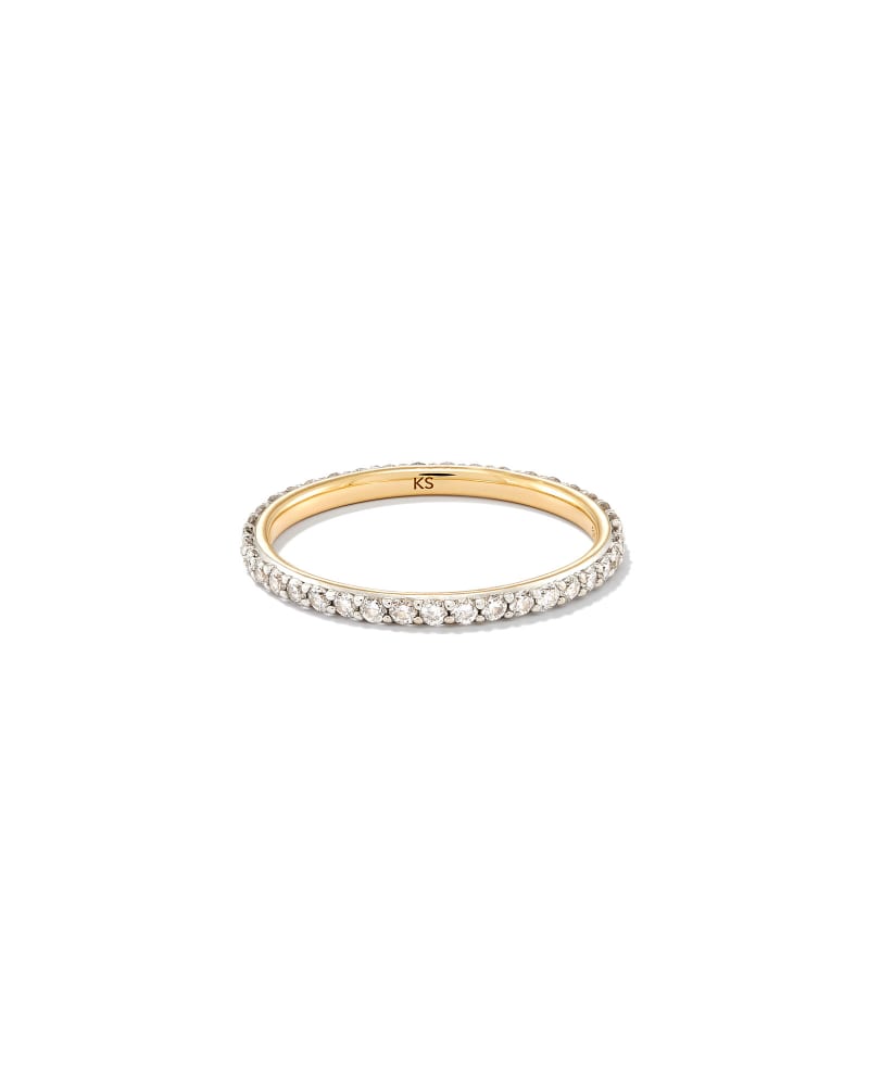  Marilyn 14k Yellow Gold Full Eternity Band Ring In White Diamond, .5ct