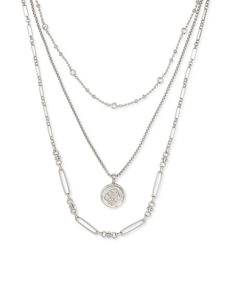  Medallion Coin Multi Strand Necklace In Silver