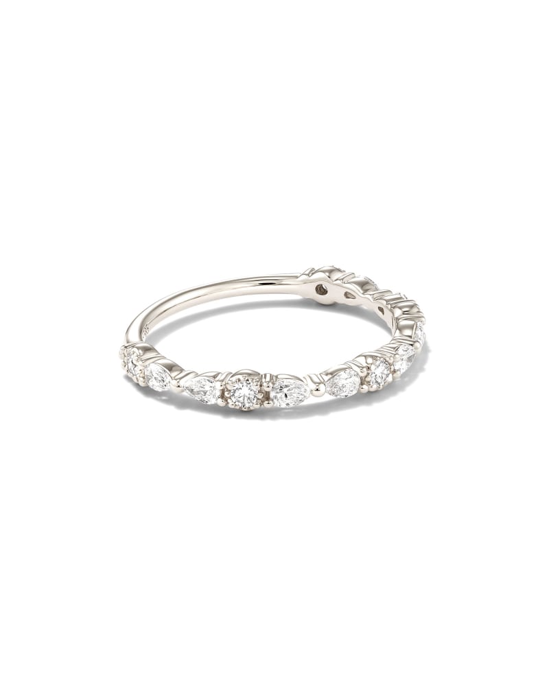  Melanie 14k White Gold Band Ring In White Diamond
