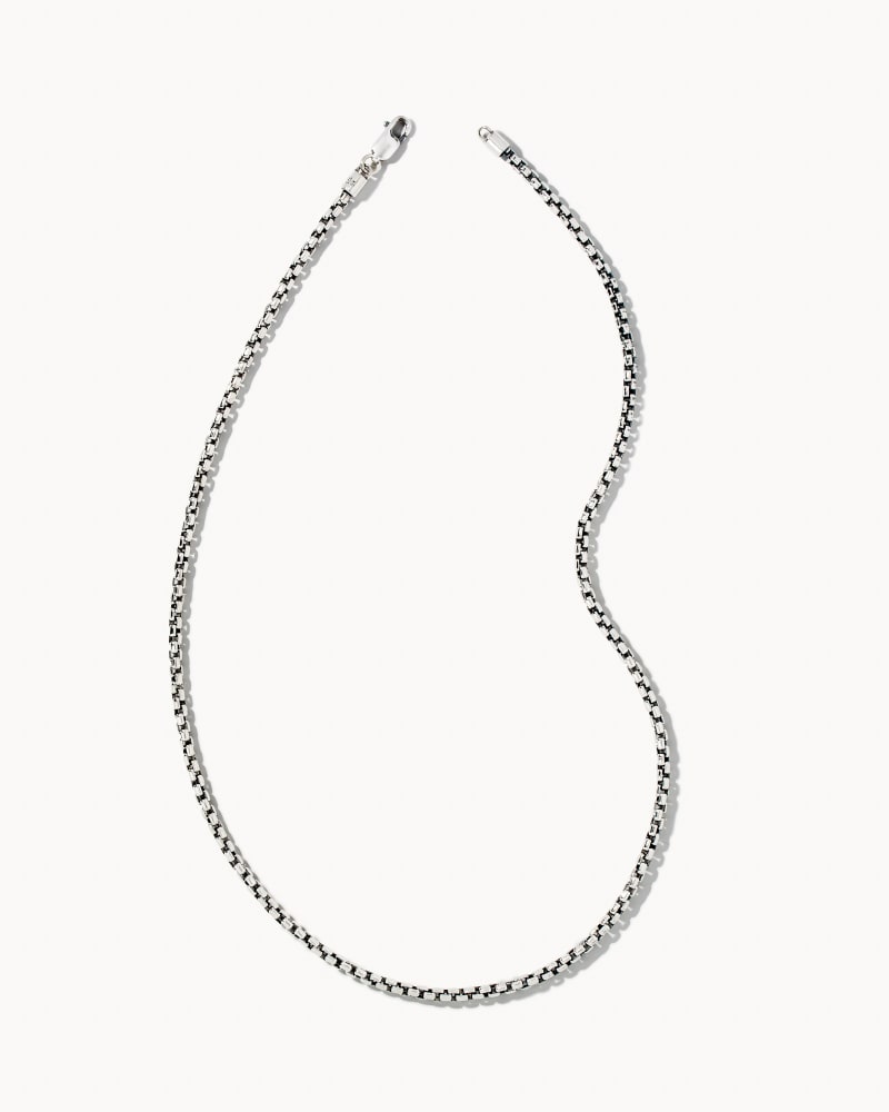  Beck Round Box Chain Necklace In Oxidized Sterling Silver