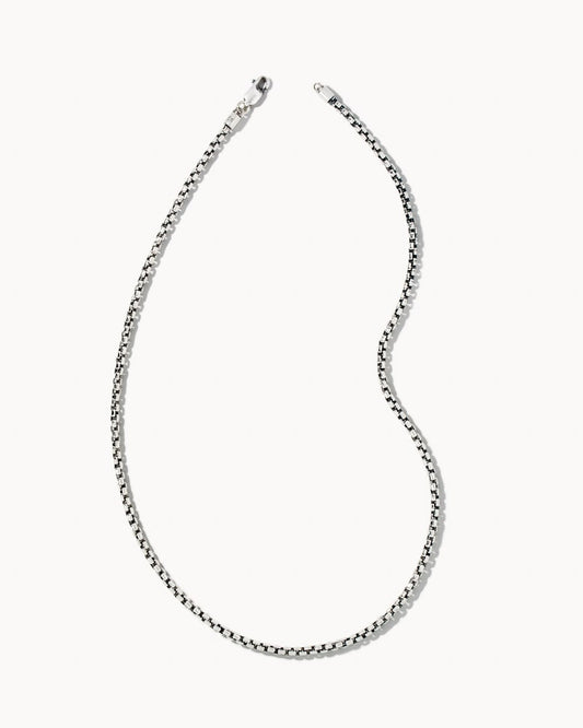  Beck Round Box Chain Necklace In Oxidized Sterling Silver
