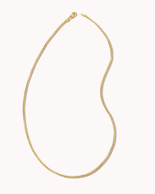  Beck Thin Round Box Chain Necklace In 18k Gold Vermeil