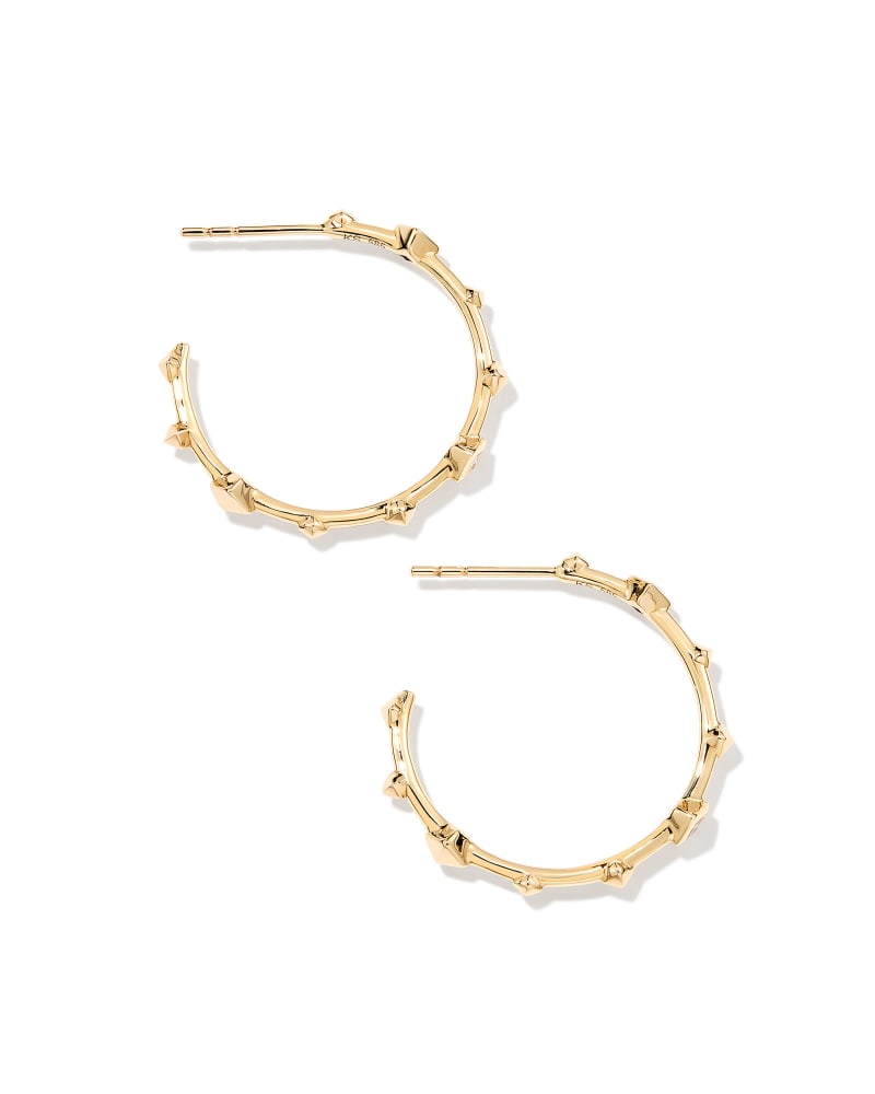  Michelle 14k Yellow Gold Hoop Earrings In White Diamond