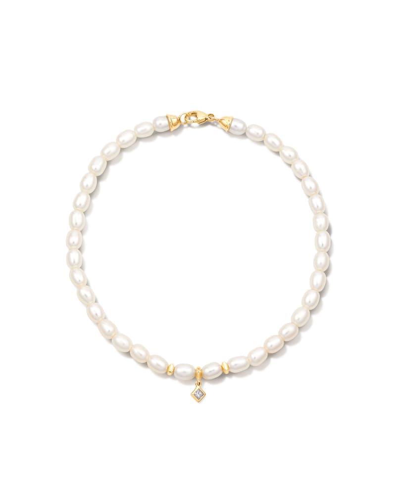  Michelle 14k Yellow Gold Pearl Bracelet In White Pearl